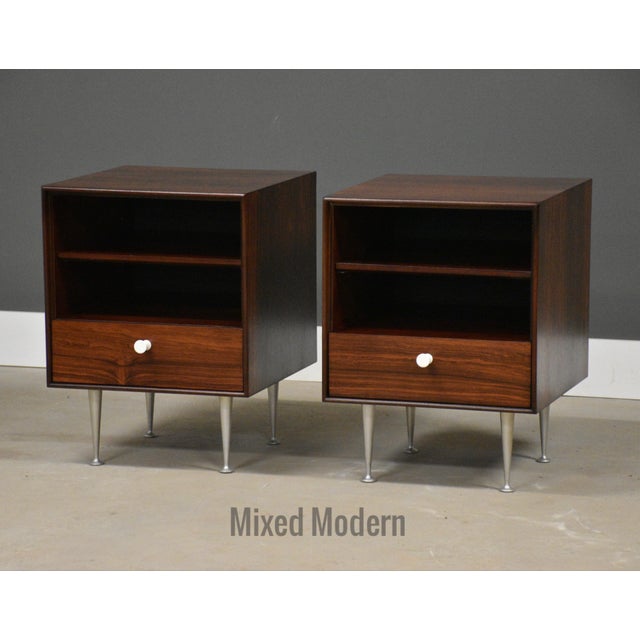 1950s 1950s Refinished Rosewood George Nelson Thin Edge Nightstands - A Pair For Sale - Image 5 of 7