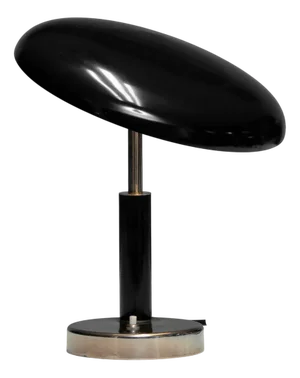 Art Deco Table Lamp with Fixed Tilted Black Lacquered Shade from Boréns, 1930s