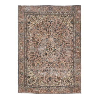 1970s Vintage Persian Handmade Wool Cotton Brown Area Rug For Sale