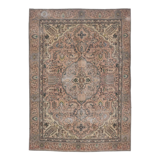 1970s Vintage Persian Handmade Wool Cotton Brown Area Rug For Sale