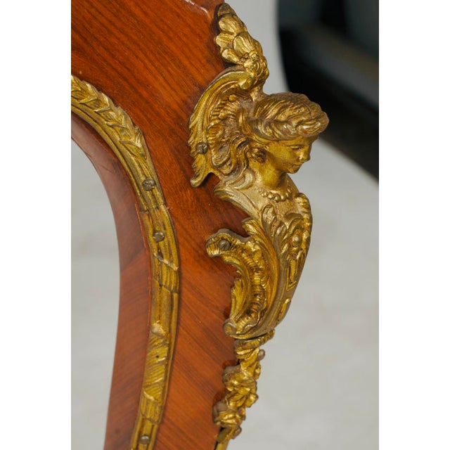 Wood Pair of Mid 20th Century Louis XV Style Black Leather-Top Writing Desks With Figural Gilt Mounts For Sale - Image 7 of 17