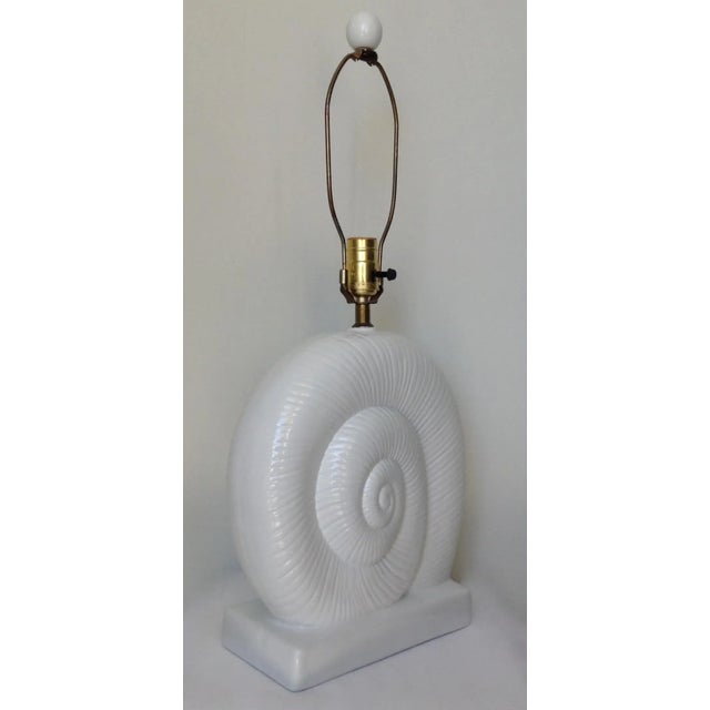 Vintage MidCentury White Ceramic Nautilus ShellShaped Lamps a Pair Chairish