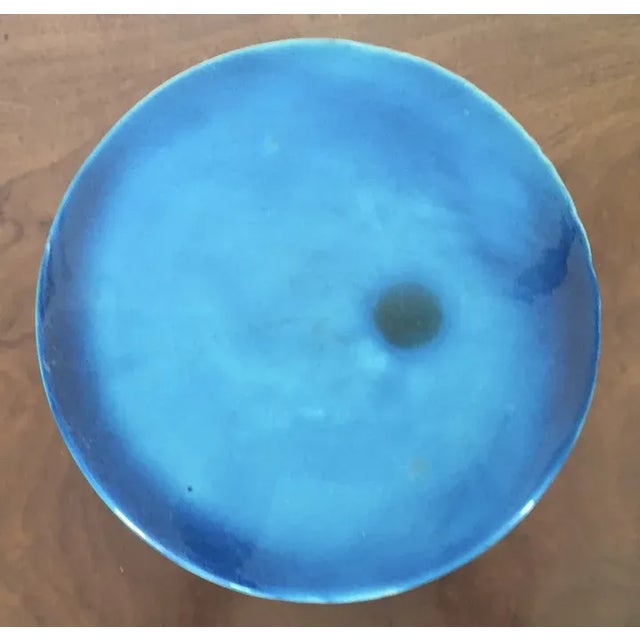 Blue Antique 19th Century Chinese Peacock Blue Porcelain Altar Fruit Stand For Sale - Image 8 of 13