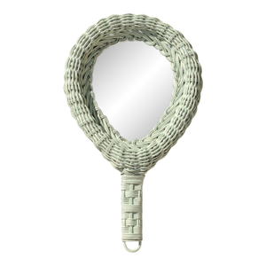 Vintage Chic Coastal Wicker Hand Mirror
