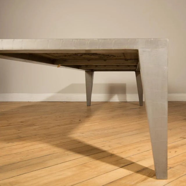 1980s Metal Clad Silver Color Coffee Table For Sale In Philadelphia - Image 6 of 9