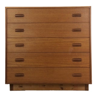 Danish Modern Teak Highboy Dresser With Five Drawers For Sale