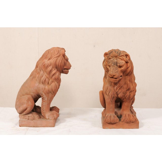 Mid 20th Century Mid 20th Century Pair of French Snarling Lions, 2 Ft Tall For Sale - Image 5 of 10