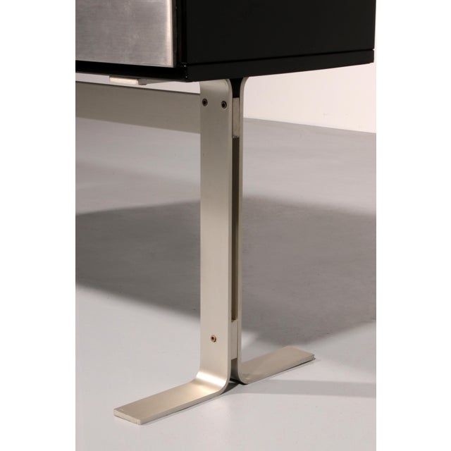 Black Black and Stainless Steel Bar Sideboard, Italy, 1969 For Sale - Image 8 of 12