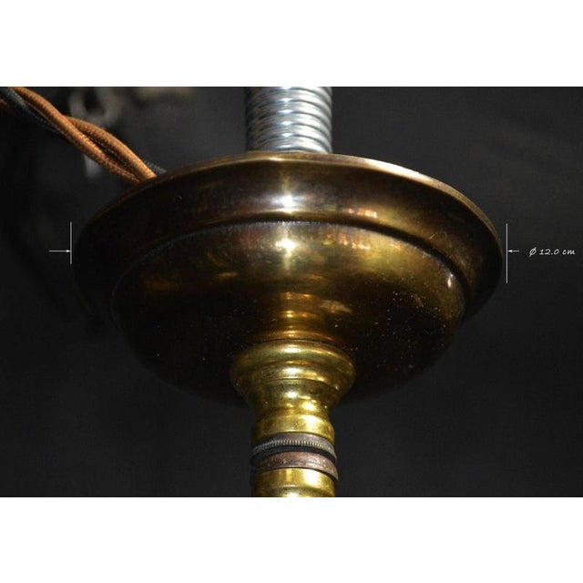 Edwardian Arts & Crafts Brass Three-Arm Chandelier with Opaline Glass Shades, 1890s For Sale - Image 17 of 18