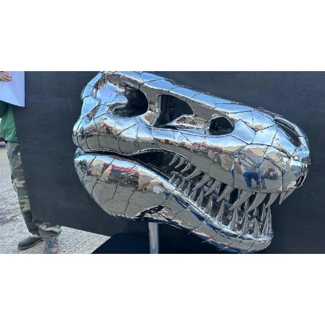 Tyrannosaurus Rex Sculpture in Stainless Steel For Sale - Image 4 of 15