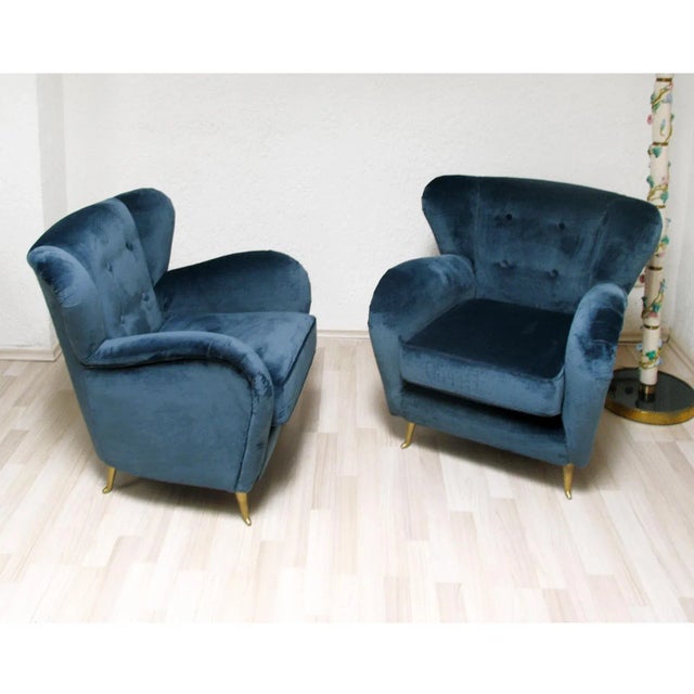 Metal Set of Mid-Century Italian Lounge Chairs, 1950s For Sale - Image 7 of 11