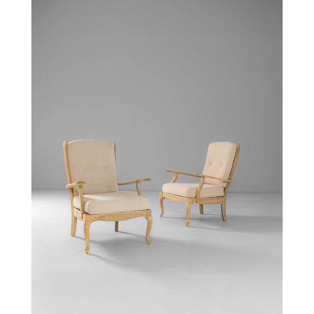 1960s French Louis XV Style Oak Armchairs With Upholstered Cushions - A Pair For Sale - Image 16 of 18