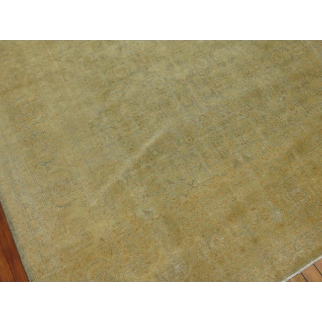 Early 20th Century Pale Green Yellow Persian Tabriz Rug For Sale - Image 9 of 12