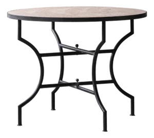 Matthew Izzo Home Moroccan Zellige Unglazed Pink Tile and Iron X Base 40" Round Bistro Table
