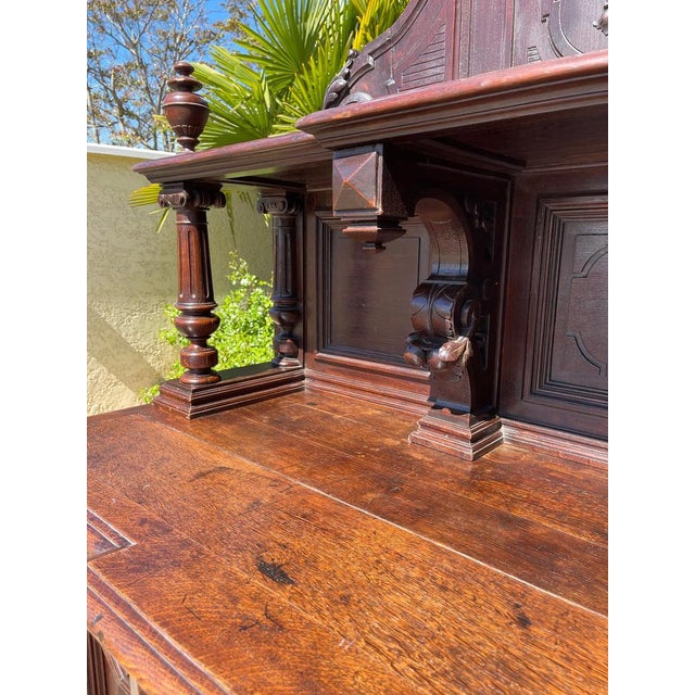 Wood 19th Century Renaissance Style Oak Hunting Buffet For Sale - Image 7 of 17