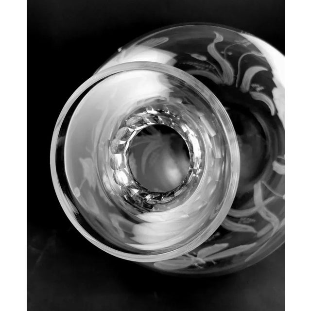 1980s Large Art Nouveau Style Crystal Vase Engraved with Butterflies and Dragonflies, 1982 For Sale - Image 5 of 13