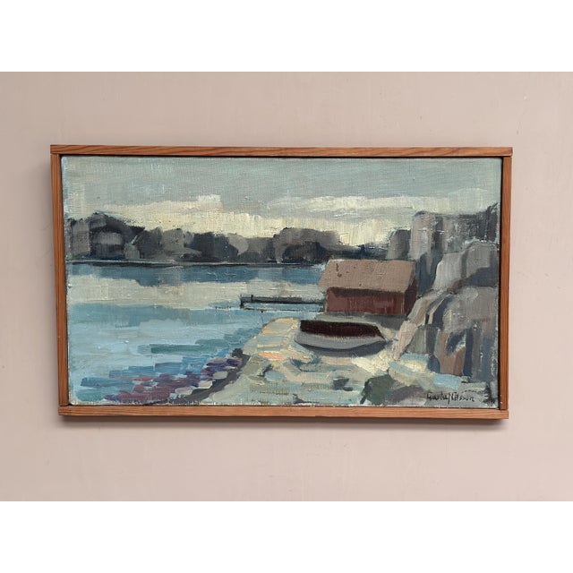 Gustaf Olsson, Seascape, 1950s, Oil Painting on Canvas, Framed For Sale - Image 9 of 18