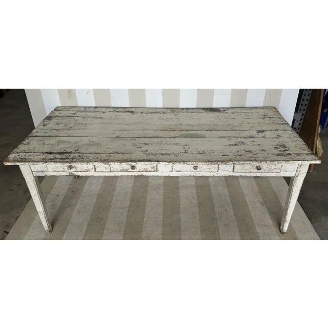 19th Century French Painted 8 Drawer Farm Table For Sale In Miami - Image 6 of 12
