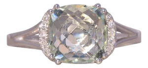 The Zazz: Prasiolite and Natural Diamond Ring in White Gold