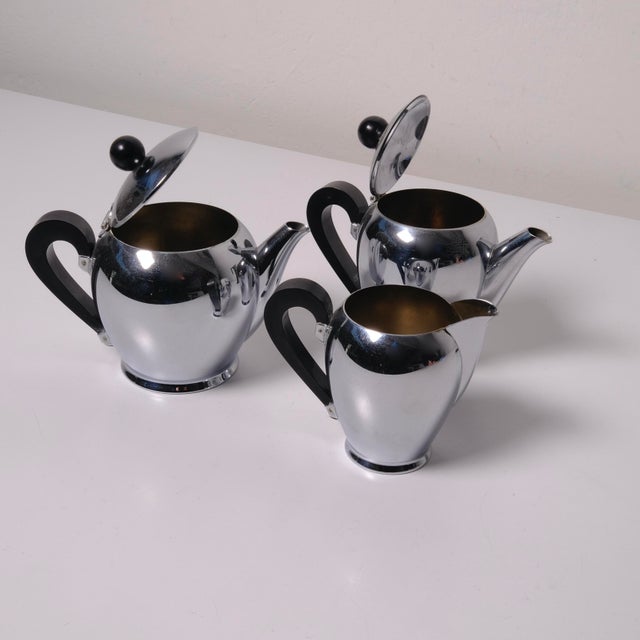 Silver Bombè Coffee Maker and Milk Jug by Alfra Alessi, Italy, 1940s, Set of 3 For Sale - Image 8 of 12
