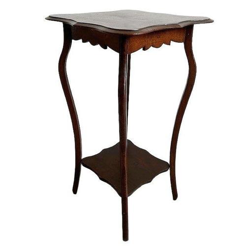 Beautiful, elegant, tall vintage antique Art Nouveau plant table made of solid oak. The table features lovely organic...