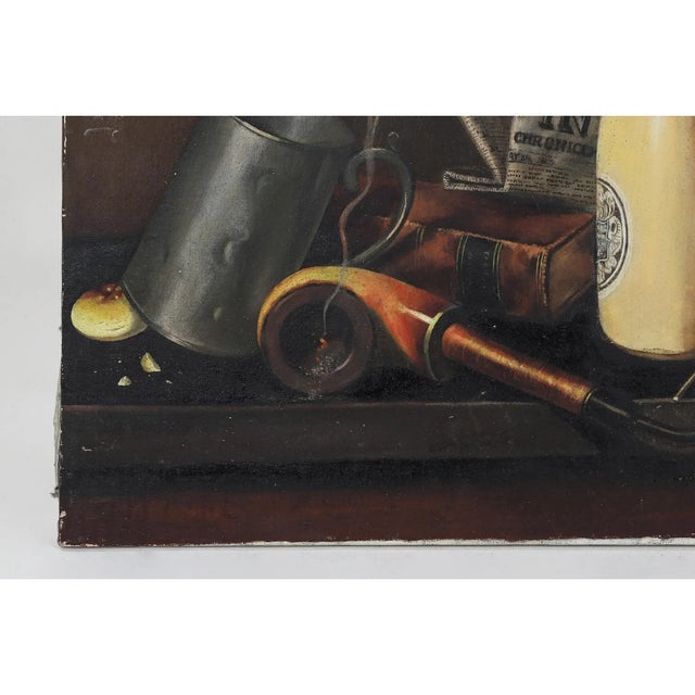 "Pipe, Stein, Bottle, and Matches" Still Life Painting For Sale In New York - Image 6 of 7