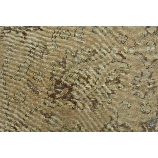 Tabriz Rug 9’7” X 11’9” Beige Wool Vintage Distressed Hand-Knotted Carpet For Sale - Image 4 of 15