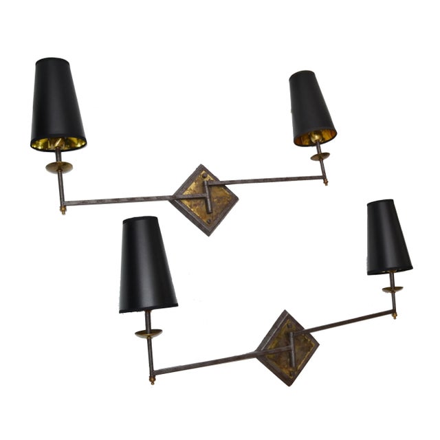 Superb pair of Swing arm sconces, wall lights from France. Wired for Europe and each Sconce takes 2 E 14 Light bulbs with...