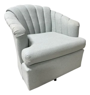 Pair of Light Blue Shade Swivel Club Chairs with a Fan Back Design, 21st Century