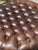 1970s Chesterfield-Style Round Chocolate Leather Ottoman-Vintage For Sale - Image 5 of 7