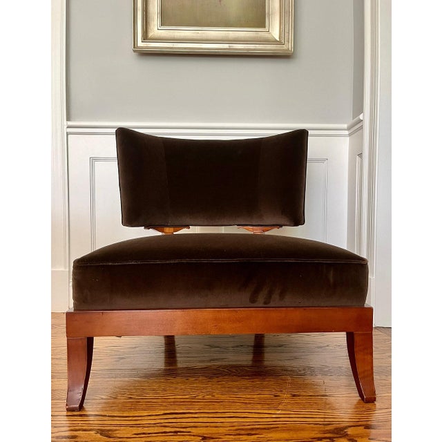 Barbara Barry Late 20th Century Barbara Barry for Baker Brown Velvet Low Lounge Chair For Sale - Image 4 of 10