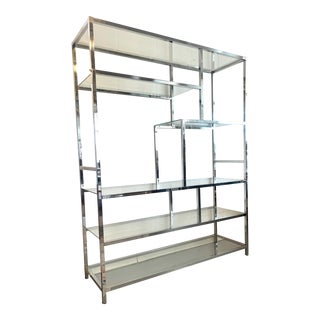 1980s Milo Baughman Style Chrome Etagère For Sale