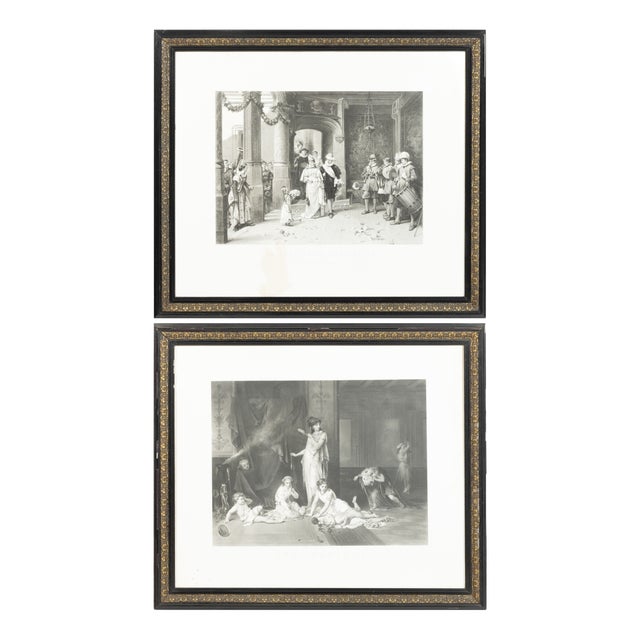 The Ladys Feast and A Panic, 19th Century, Engraving, Framed, Set of 2 For Sale