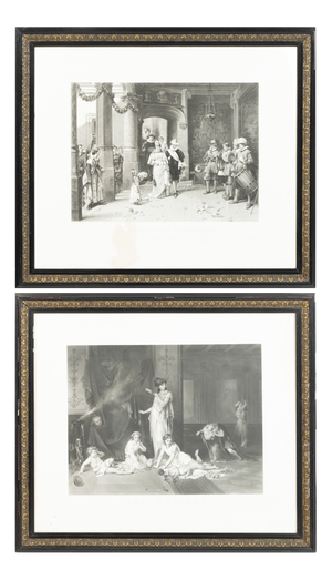 The Ladys Feast and A Panic, 19th Century, Engraving, Framed, Set of 2