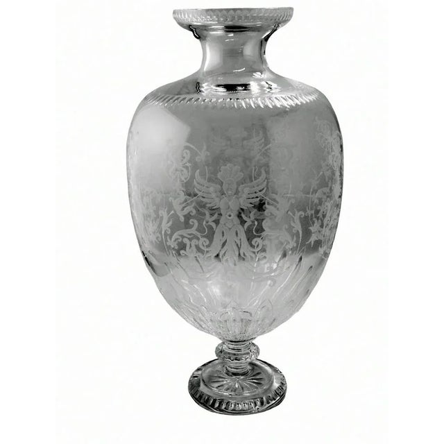 Large Italian Baroque Style Crystal Vase with Engravings, 1983 For Sale - Image 13 of 13