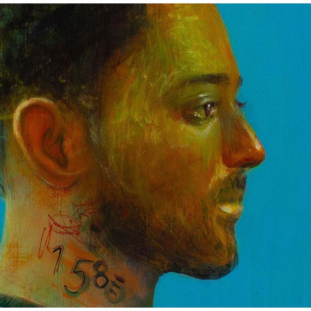 Currency #254 is a thought-provoking piece from Natasha Lelenco’s Currencies series, featuring a finely detailed male...