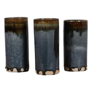Vintage Vases in Parly Glazed Stoneware by Gunver Bilde Sørensen, 1960s, Set of 3 For Sale