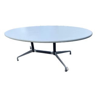 Vintage Oval Conference Table with Herman Miller Attributed Aluminum Segmented Base For Sale