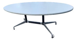 Vintage Oval Conference Table with Herman Miller Attributed Aluminum Segmented Base