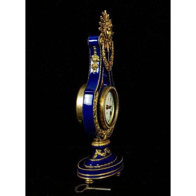 Marie Antoinette Cobalt Blue Porcelain Mantel Clock, 1970s For Sale - Image 10 of 18