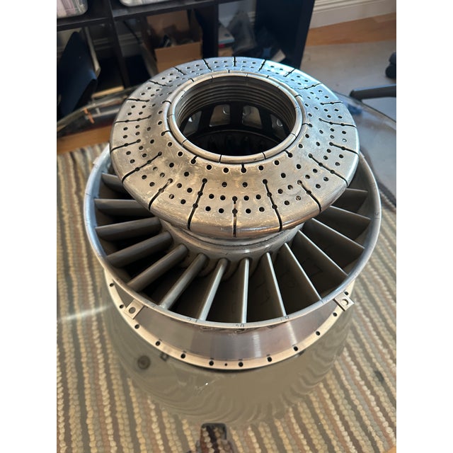 2000 - 2009 Jet Engine/Turbine Coffee Table W/Round Glass For Sale - Image 5 of 8