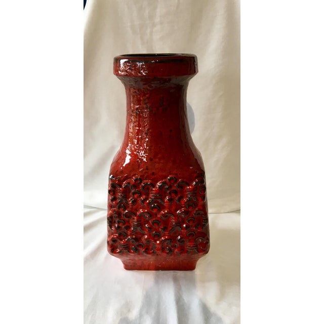 Vintage West German Red Black Ceramic Vase Chairish