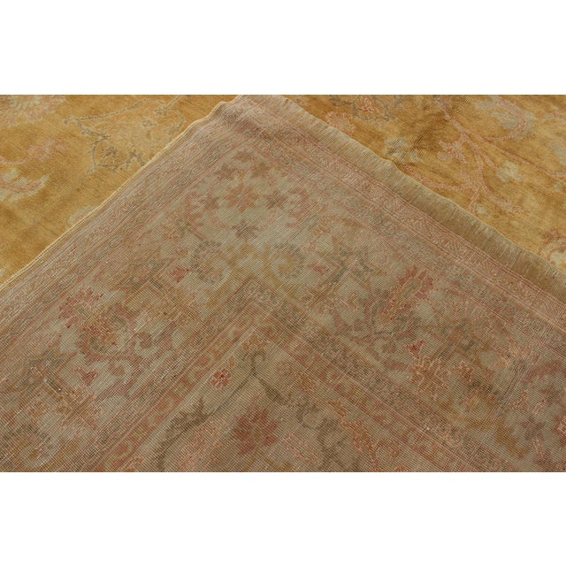 Stunning Antique Fine Burlu Oushak Rug in Gold and Neutral Tones For Sale - Image 10 of 10
