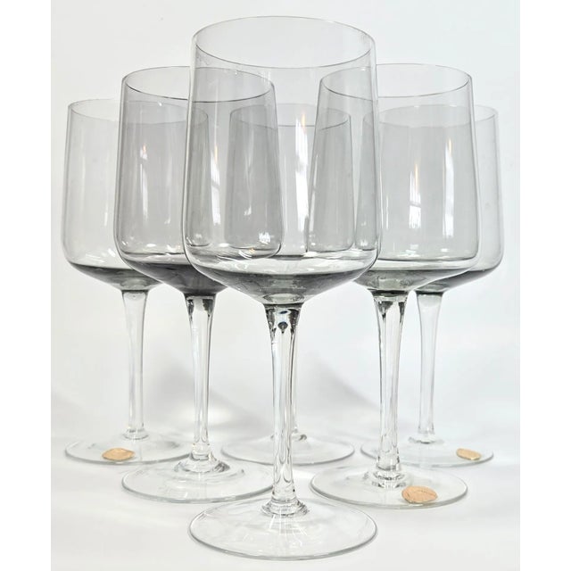 Mid-Century Gray Bohemia Goblets- Set of Six For Sale - Image 12 of 12