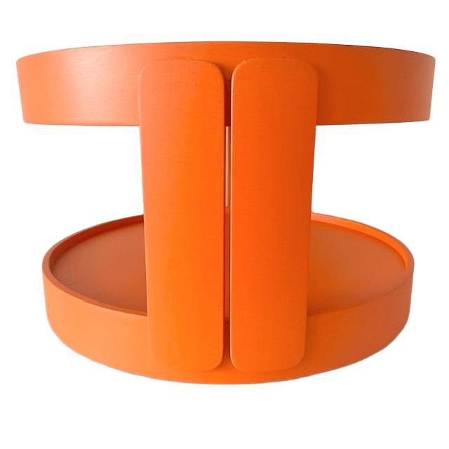 Vintage Space Age Orange Side Table on Wheels, 1960s For Sale - Image 6 of 9