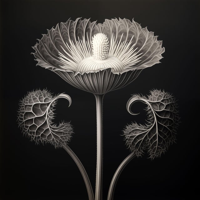 A striking black-and-white botanical print featuring Kalmia angustifolia, meticulously restored and remastered from an...