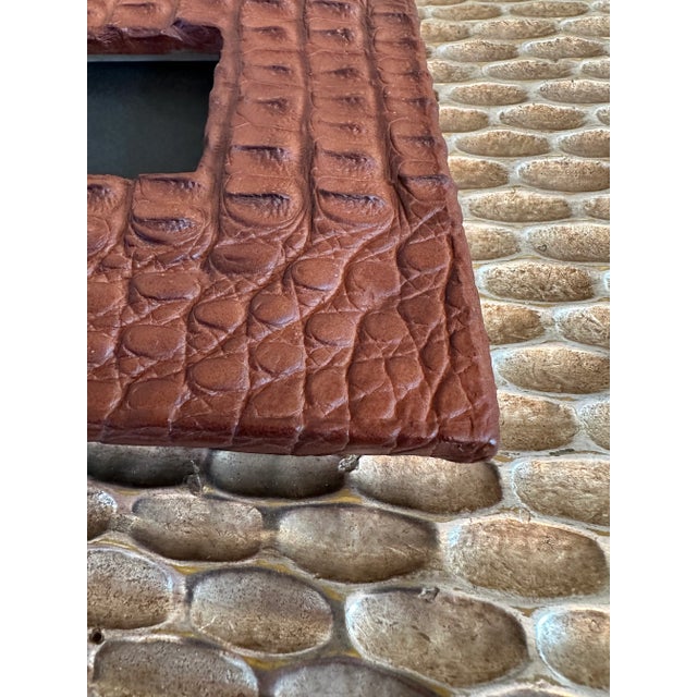 Textile Vintage Italian 1970’s Picture Frame of CeramicWith Alligator Detail in Bronze /Brown For Sale - Image 7 of 9