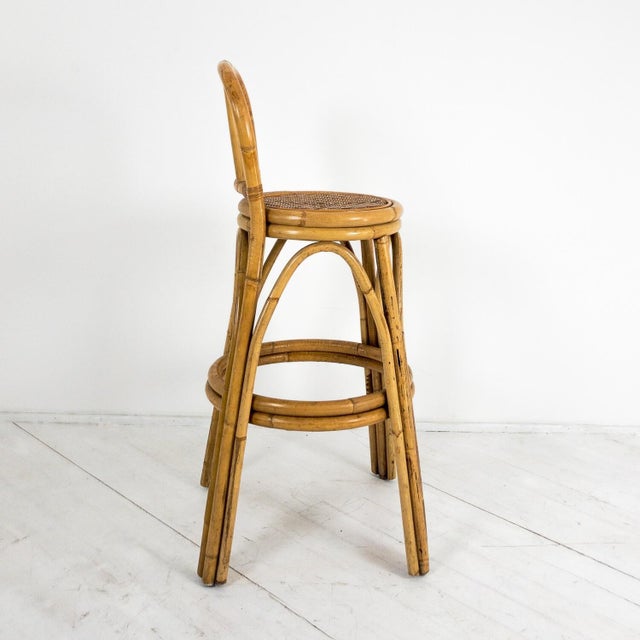 Vintage Bamboo Bar Stool For Sale - Image 3 of 10