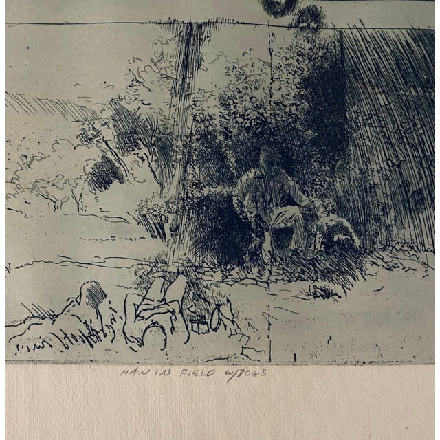 Robert A. Birmelin, Man In Field With Dogs, American Modernist Abstract Etching For Sale - Image 4 of 6