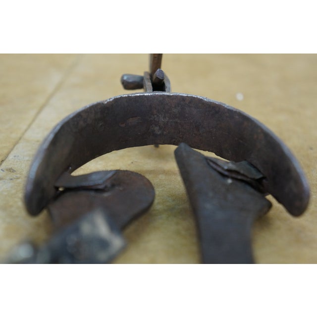 Antique Southwestern Mexican Spanish Cowboy Iron Copper Inlay Horse Spurs For Sale - Image 14 of 16